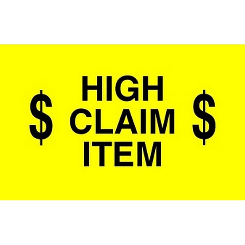 Decker Tape HIGH CLAIM ITEM Special Handling Labels, 3" x 5", 500/Roll (DL2443) image 1