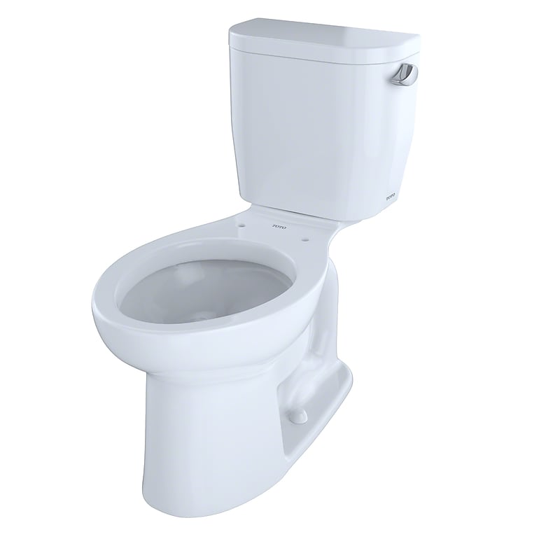 Toto Entrada Two-Piece Elongated 1.28 GPF Universal Height Toilet with Right-Hand Trip Lever, Cotton White - CST244EFR#01 image 1