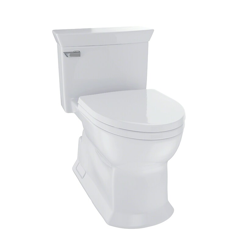 Toto Eco Soirée One Piece Elongated 1.28 GPF Universal Height Skirted Toilet with CeFiONtect, Colonial White - MS964214CEFG#11 image 1
