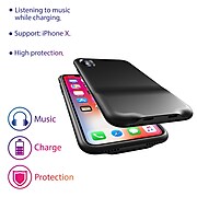 Overtime iPhone X Case with Dual Lightning Adapter Ports For Simultaneous Audio and Charging (OTPC2PIPXBK)
