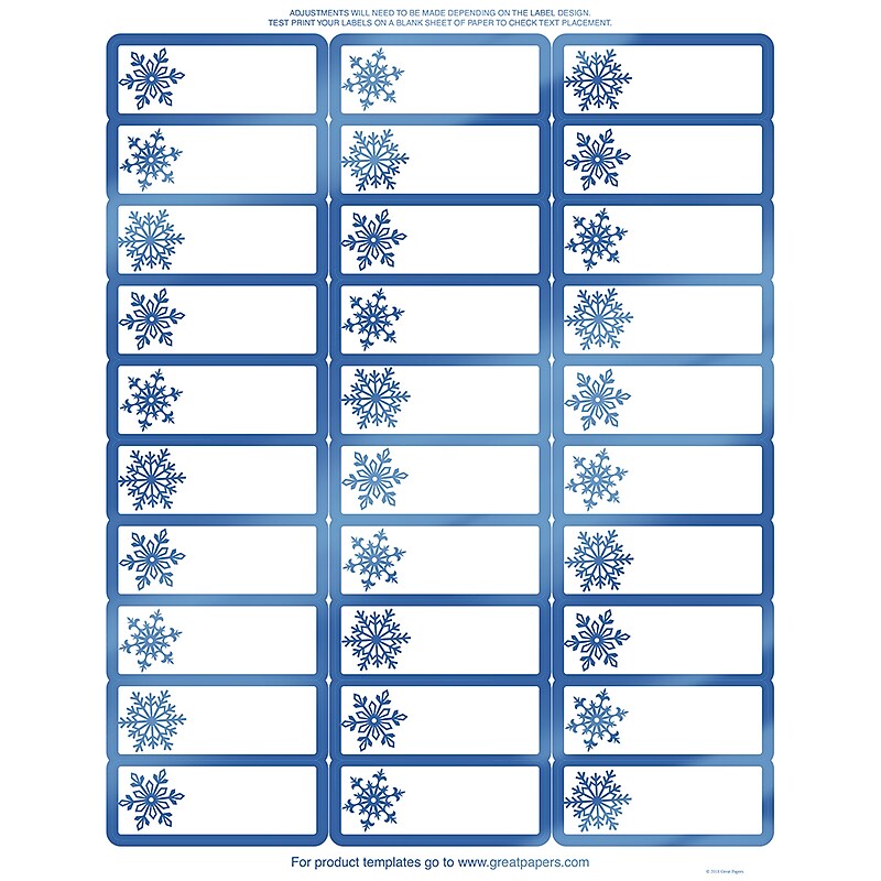 Great Papers! Blue Foil Snowflake Address Label, 8.5" x 11", 120/Labels (2018029) image 1