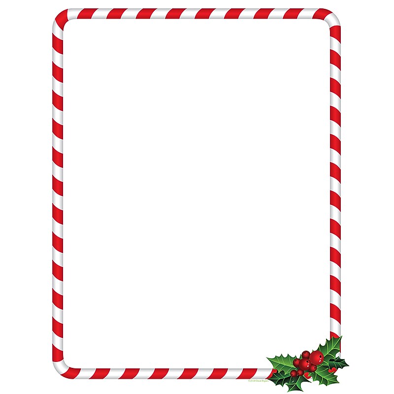 Great Papers! Candy Cane Holly Holiday Letterhead, 80/Pack (2018020) image 1