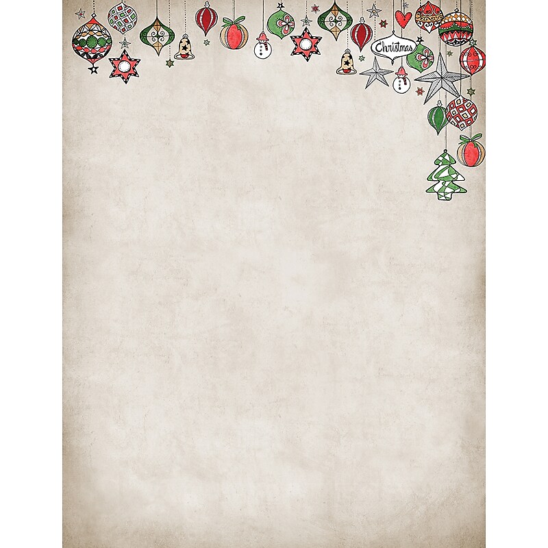 Great Papers Vintage Ornaments Holiday Letterhead, Multicolored, 80/Pack (2018023) image 1