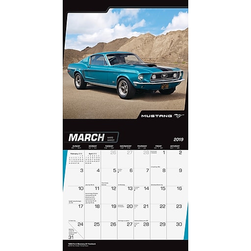 2019 BrownTrout 7" x 7" Monthly Mini Wall Calendar, Mustang