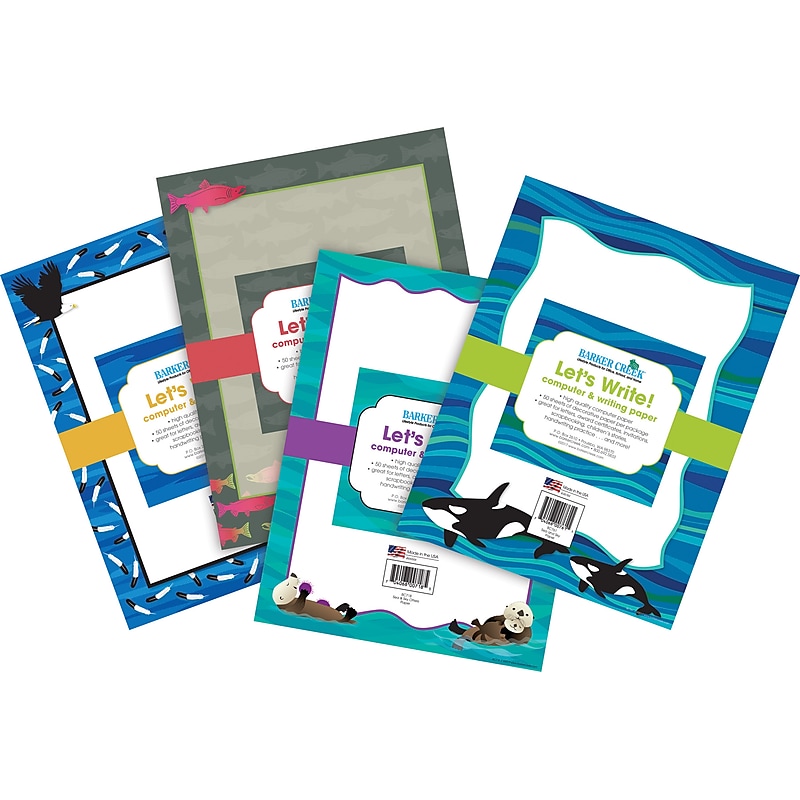 Barker Creek Sea & Sky Computer Paper, 8.5" x 11", 60 lbs., Assorted Colors, 200 Sheets/Pack (BC3864) image 1