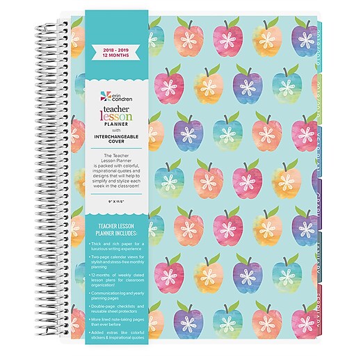 Erin Condren 20182019 Teacher Lesson Planner, Watercolor Apples (TLP