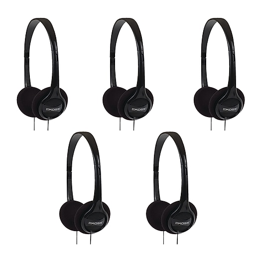 Koss OnEar Headphones, Black, 5/Pack (190238) Staples