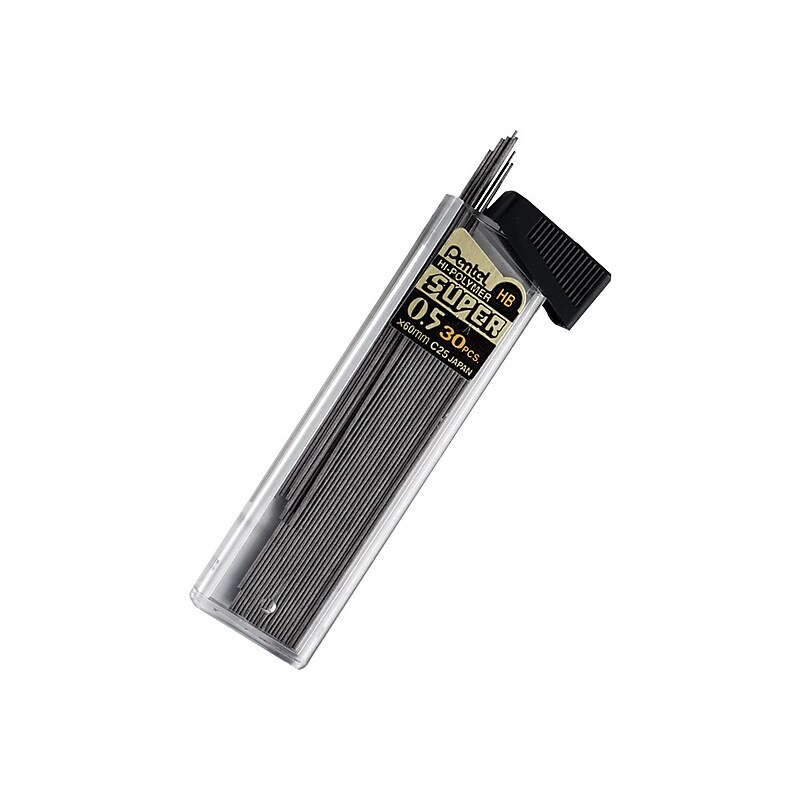 Pentel Super Hi-Polymer Lead Refill, 0.5mm, 30/Leads, 3/Pack (C25BPHB3-K6) image 1