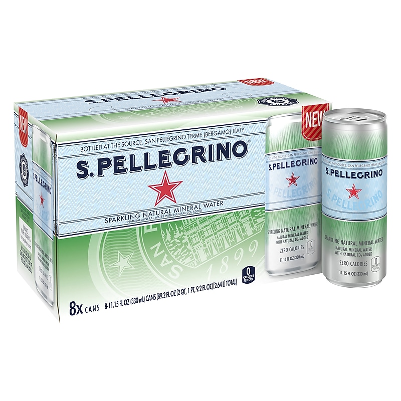 S.Pellegrino Sparkling Natural Mineral Water, 11.15 oz., 8/Pack (12394227) image 1