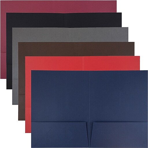 JAM Paper® TwoPocket Textured Linen Business Folders, Assorted Colors, 6/Pack (386LASSRT) at