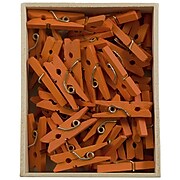 JAM Paper® Wood Clip Clothespins, Small 7/8 Inch, Orange Clothes Pins, 2 Packs of 50 (230729133A)