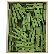 JAM Paper® Wood Clip Clothespins, Small 7/8 Inch, Green Clothes Pins, 2 Packs of 50 (230729135A)