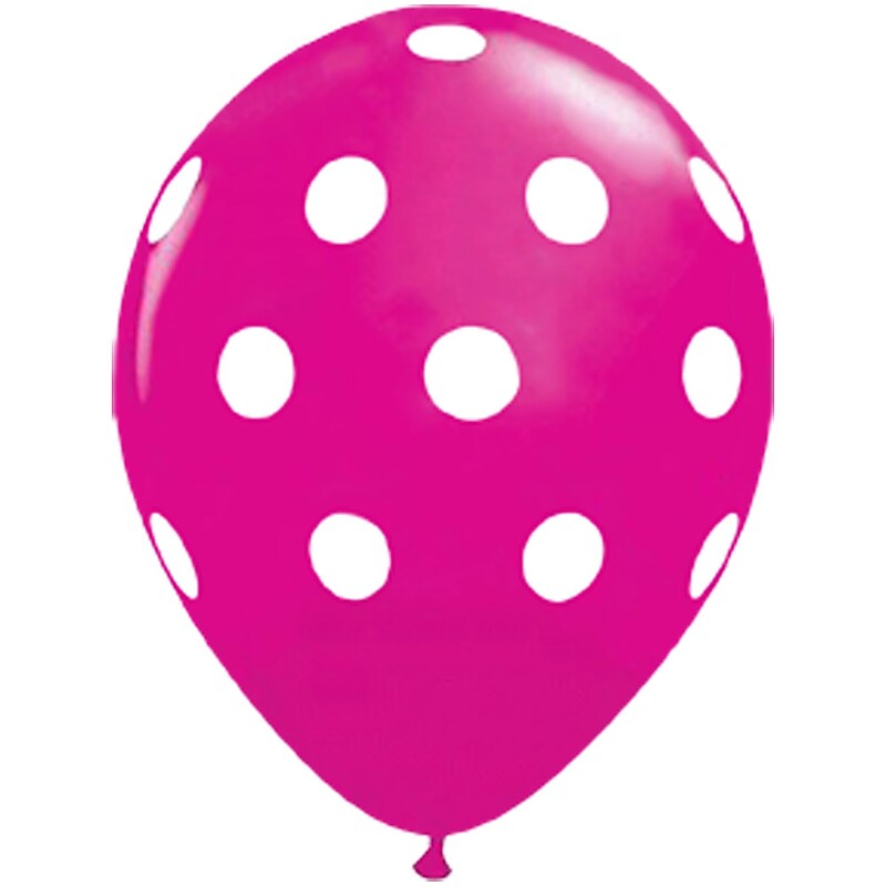 JAM Paper® Party Balloons, 12 Inch Latex Balloons, Magenta Pink Polka Dot, 36/Pack (377834395A) image 1
