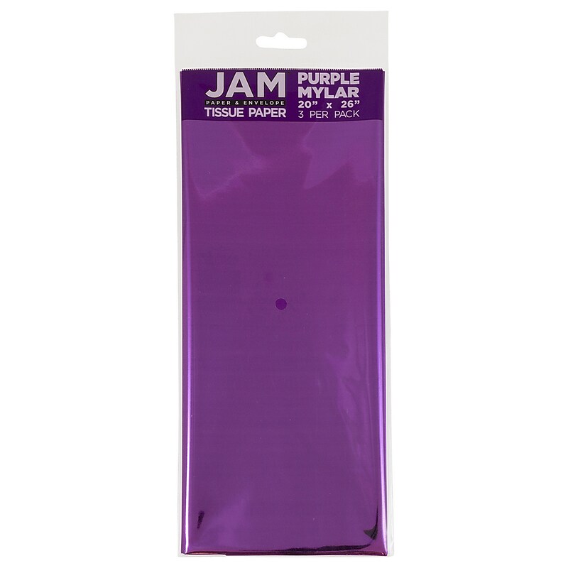 JAM Paper 20" x 26" Tissue Paper, Purple Mylar, 3 Sheets/Pack (11734228) image 1
