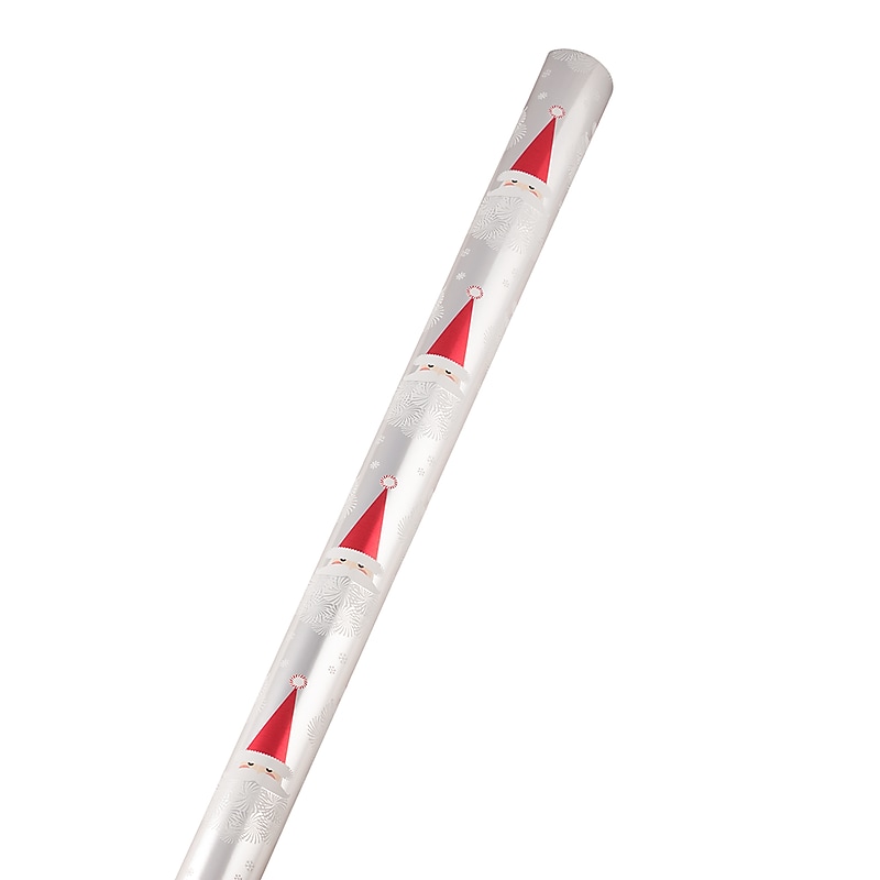 JAM Paper Christmas Wrapping Paper, 12 Sq. Ft, Snowflake Santa (165534549) image 1
