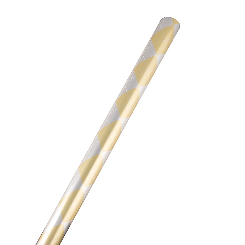 JAM Paper Christmas Wrapping Paper, 12 Sq. Ft, Silver & Gold Argyle (165534329) image 1