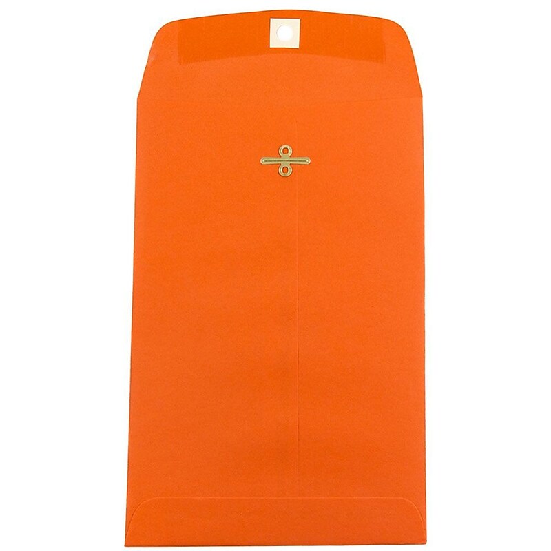 JAM Paper® 6 x 9 Open End Catalog Colored Envelopes with Clasp Closure, Orange Recycled, 25/Pack (V0128127F) image 1