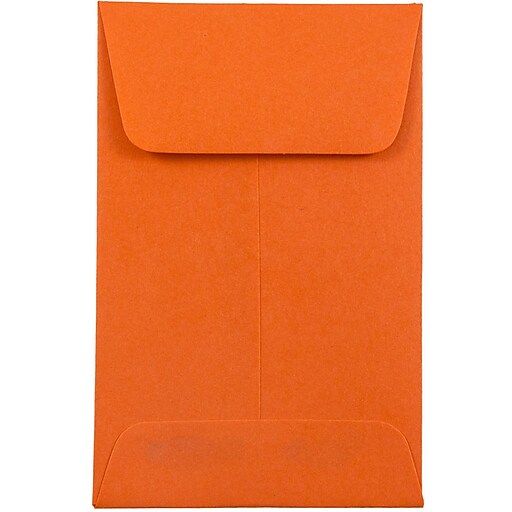 JAM Paper® 1 Coin Business Colored Envelopes, 2.25 x 3.5, Orange