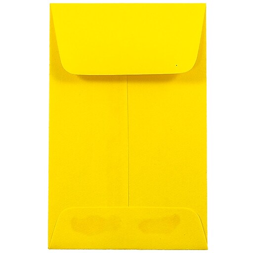 JAM Paper® 1 Coin Business Colored Envelopes, 2.25 x 3.5, Yellow