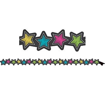 Teacher Created Resource (TCR77313) 24" x 1.5", Chalkboard Brights Stars Magnetic Border, Multicolor