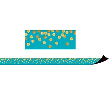 Teacher Created Resource (TCR77389) 24" x 1.5", Teal Confetti Magnetic Border, Multicolor