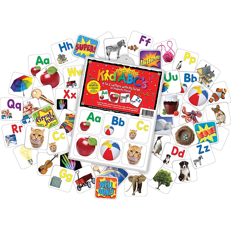 Barker Creek Learning Magnets A-Z Letters with Pictures, 60 Magnetic Pieces/Pack (LM1150) image 1