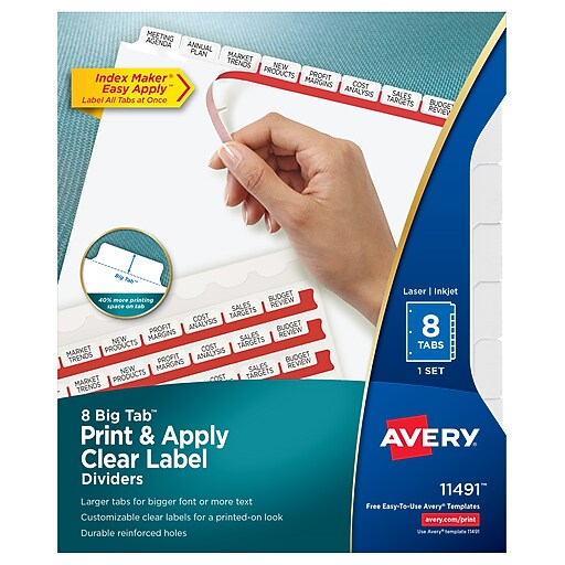 Avery Index Maker Big Tab Paper Dividers with Print & Apply Label