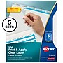 Avery Index Maker Plastic Dividers with Print & Apply Label Sheets, 5 Tabs, Multicolor, 5 Sets/Pack (12449)~#|#~sp30784215_sc7
