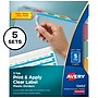 Avery Index Maker Plastic Dividers with Print & Apply Label Sheets, 5 Tabs, Multicolor, 5 Sets/Pack (12452)~#|#~sp30784514_sc7