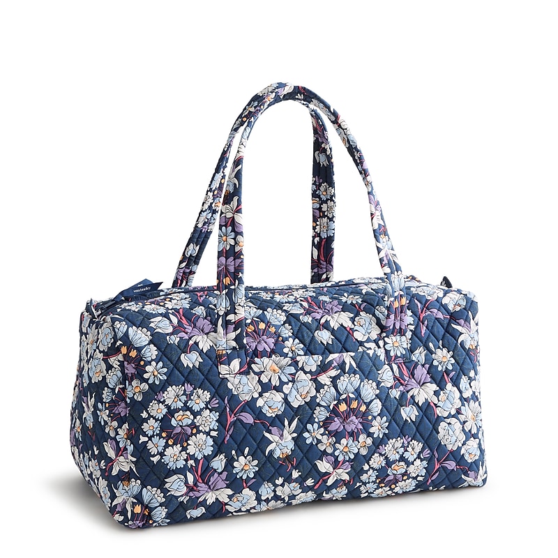 Vera Bradley Travel Cotton Tote Bag, Floral Burst/Navy Peony (55603-24144) image 1