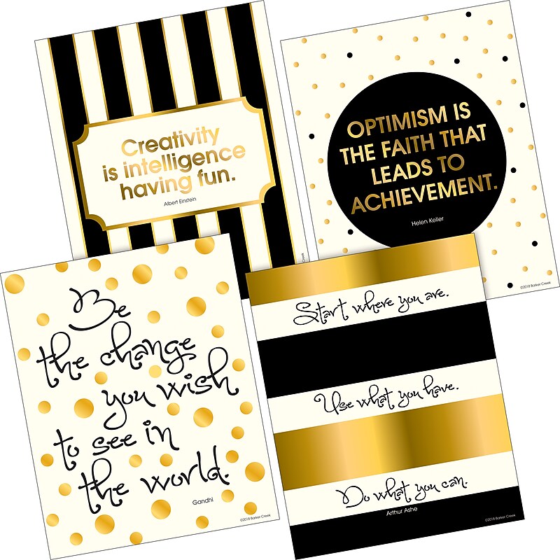 Barker Creek Creativity Art Print Set, Gold Collection, 8" x 10", Multi-Design, 4/Set (BC3100) image 1