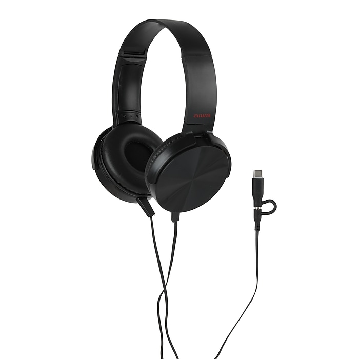 AIWA Connect Wired On-Ear Stereo Headphones, Black (AI4004) | Staples