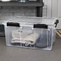 Sterilite 80 Quart Gasket Box with Lid, Plastic, Clear/Black, 4/Carton (39389004CT)~#|#~sp309495597_sc7