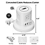 Uncaged Ergonomics Wireless Retractable 6' Power Strip Extension Cord, 4-Outlet, White (WRPS-2-White)~#|#~sp309495647_sc7