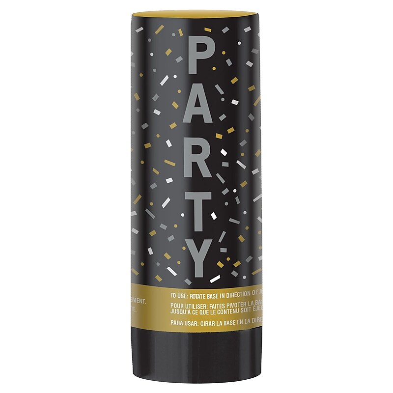 Party City Graduation Confetti Poppers, Black/Silver/Gold, 3/Pack (AM3902871-PC) image 1