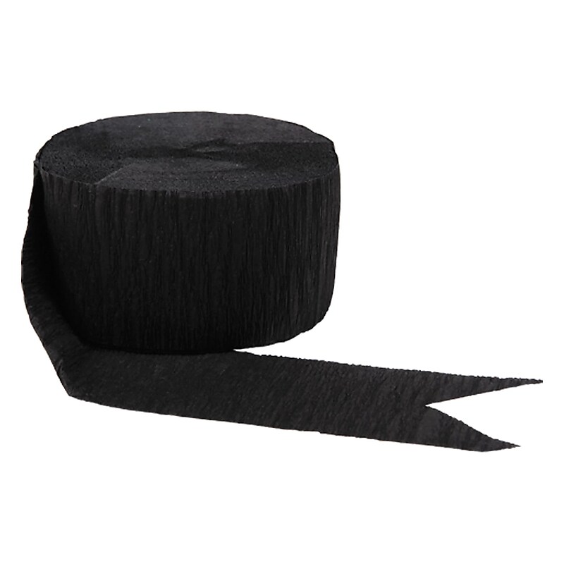 Party City Crepe Paper Streamer Roll, Black (AM18202-10-PC) image 1