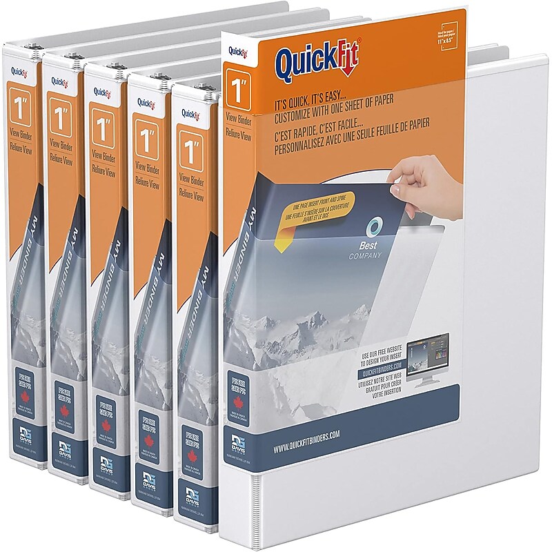 Davis Group QuickFit 1" 3-Ring Standard Binders, D-Ring, White, 6/Pack (87010-06) image 1