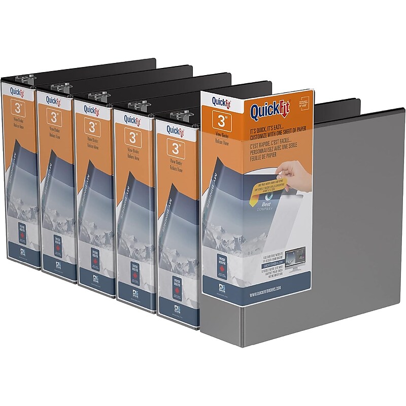 Davis Group QuickFit 3" 3-Ring Standard Binders, D-Ring, Black, 6/Pack (87051-06) image 1