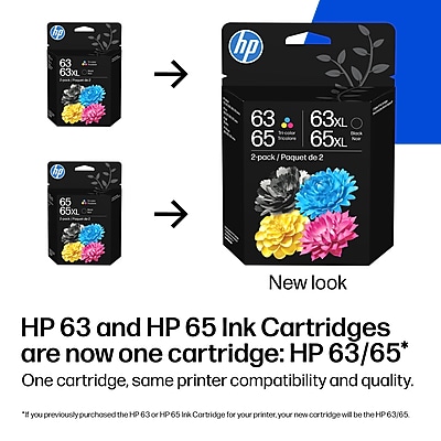 HP 63 / 65 XL Black High Yield and Tri-Color Standard Yield Ink Cartridge, 2/Pack (B87FDAN) Sansujyuku sansujyuku.com