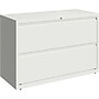 Lorell Fortress 2‑Drawer Lateral File Cabinet, Letter/Legal/A4 Size, Lockable, 28"H x 42"W x 18.6"D, White (LLR00033)~#|#~sp309692898_sc7
