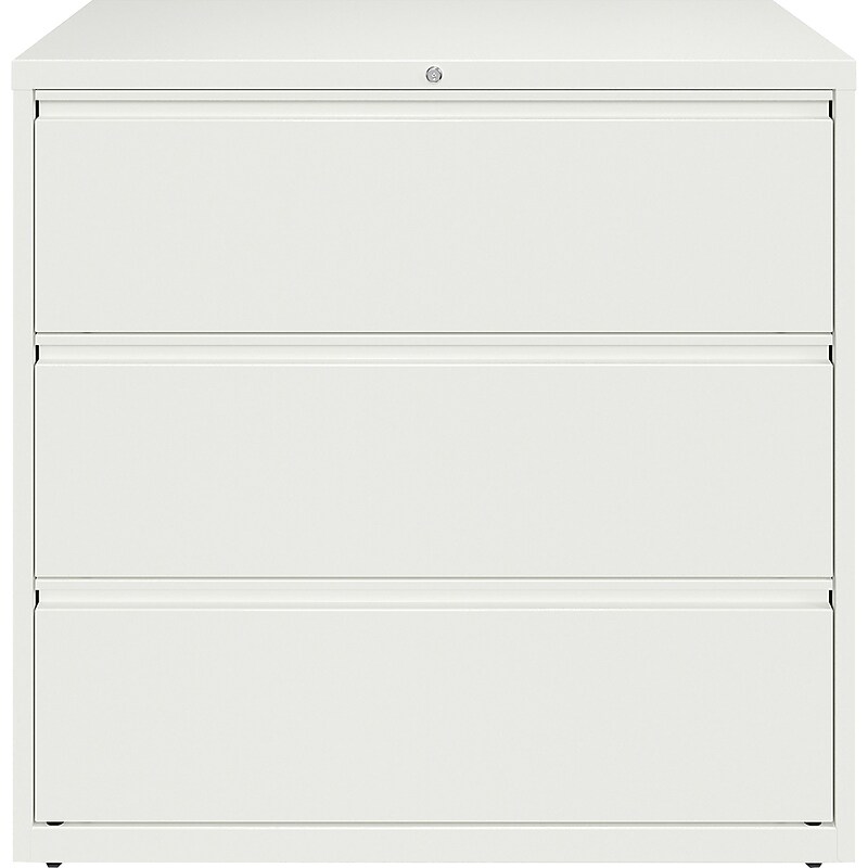 Lorell Fortress Commercial 3-Drawer Lateral File Cabinet, Letter/Legal/A4 Size, Lockable, 40.3"H x 42"W x 18.6"D, White (LLR0003 image 1
