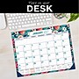 2026-2027 Excello Brands Teal Floral 17" x 22" Academic Desk Pad Calendar (DP-AY26-2217-17)~#|#~sp309693230_sc7