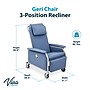 Viva Comfort Leather Bariatric 3-Position Geri Chair Recliner with Front Tray and Casters, Blue (ADIME915-01-T-BLU-KIT)~#|#~sp309696011_sc7