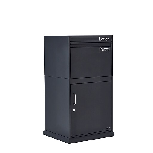 AdirOffice Steel Locking Parcel Drop Box Mailbox, Large, Black