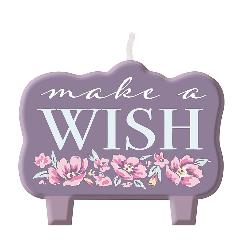 Party City Ribbons and Roses Birthday Candle, Purple/Pink (AM400100141-PC) image 1