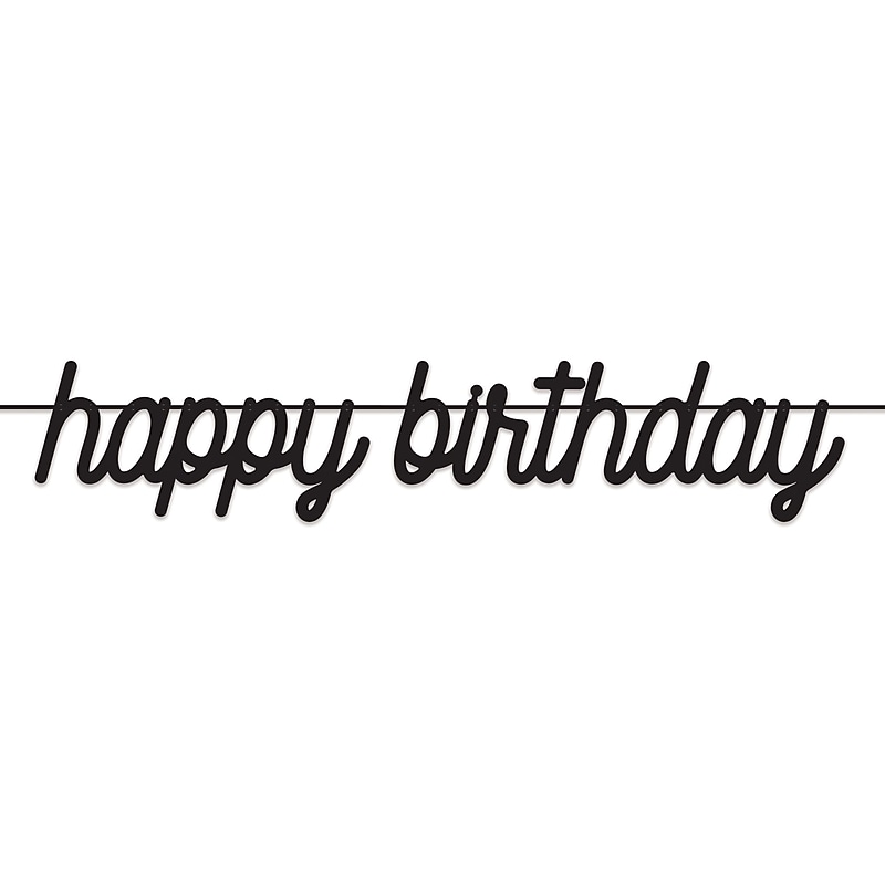 Party City Birthday Chic Happy Birthday Letter Banner, Black (AM20050008-PC) image 1