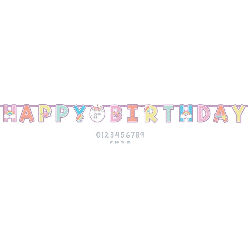 Party City Unicorn Party Personalized Birthday Banner (AM120677-PC) image 1