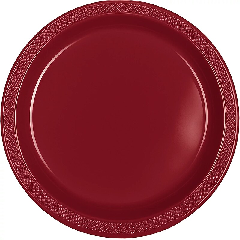 Party City 10.25" Plastic Plates, Maroon, 20 Plates/Pack (AM43015-169) image 1