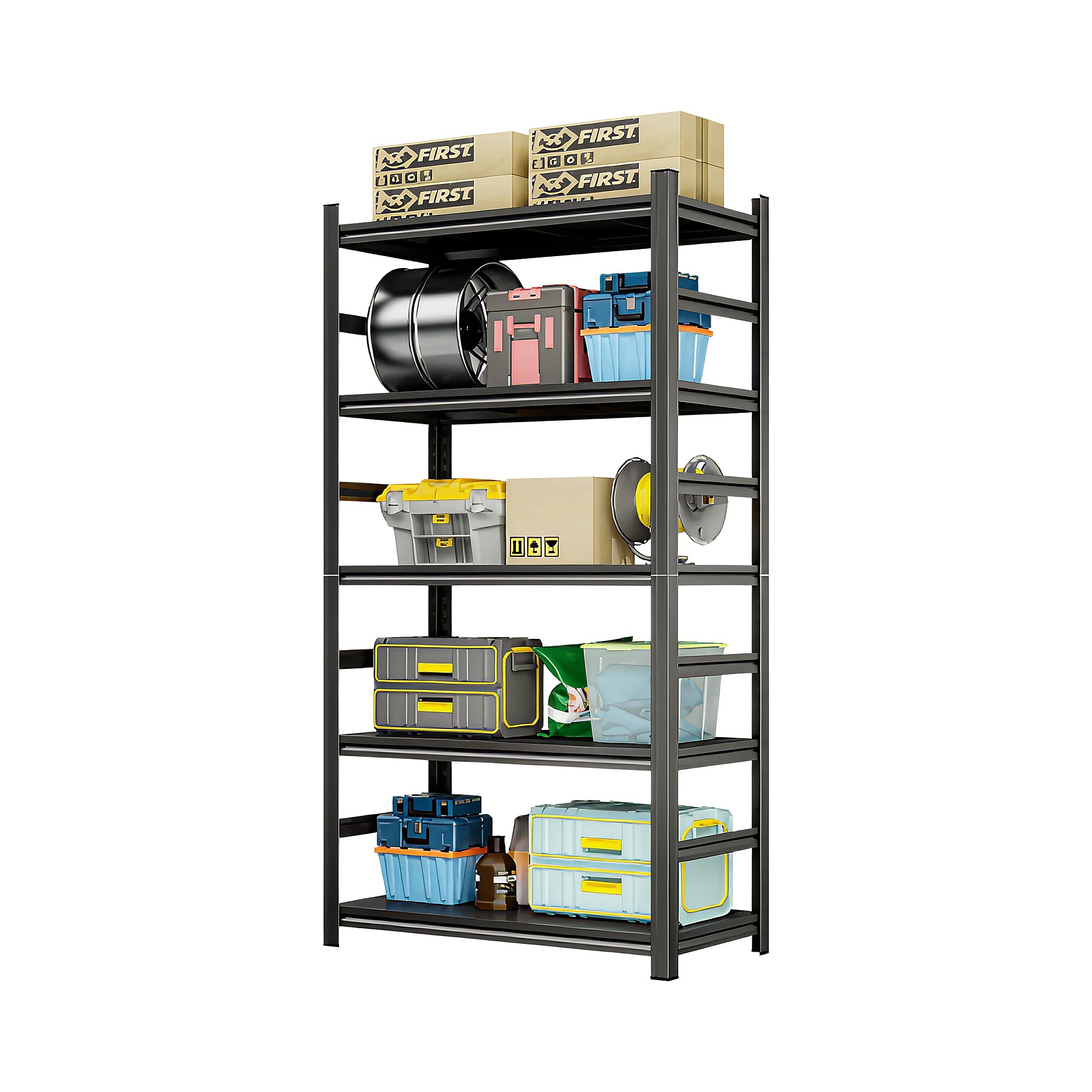 FlexiSpot 5-Shelf Metal Heavy-Duty Storage Rack, 87″ x 47″ x 23.6″, Black (CJ022-DJ) Sansujyuku sansujyuku.com