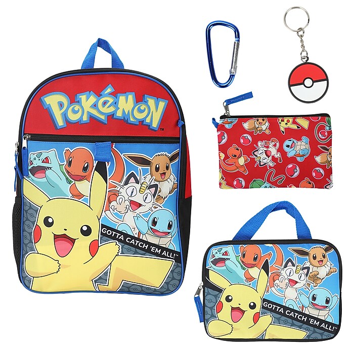 Bioworld Kids 5-Piece Pokemon Backpack Set, Large (B1B2KSRPOKSB00